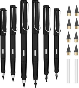 6pcs Infinity Pencil with Eraser and Replacement Nibs, Reusable Inkless Pencil - Picture 1 of 8