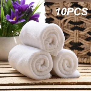 10pc White Soft Microfiber Fabric Face,Bath,Hand &Multifunctional Cleaning Towel - Picture 1 of 6