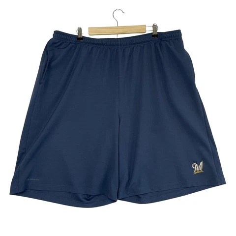 Milwaukee Brewers Athletic Gym Mesh Shorts Adult 2XL Blue Drawstring Pockets Cover