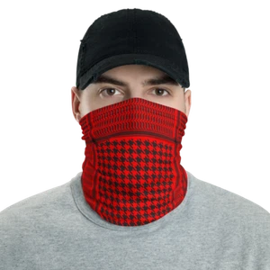 Red Plain Color Keffyeh Shemagh Print Neck Gaiter - Picture 1 of 3