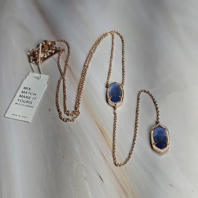 NUEVO Collar Kendra Scott Oro Rosa - Collar Ellison Y Nuevo con Etiquetas Azul Periwinkle Foto 1 de 4