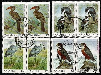 1987 Birds K1 Hornbill K1.25 Flycatcher K2 Stork & K5 Falcon Pairs FU - Charity - Image 1 of 2