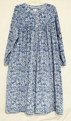 Aria Collection Nightgown Long Sleeve Blue Floral Soft Velour Cottage Size 2X - Image 1 of 4