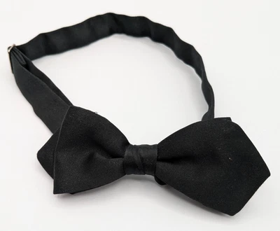 Men's Black Satin Bow Tie Classic Adjustable up to 19" - Image 1 of 4