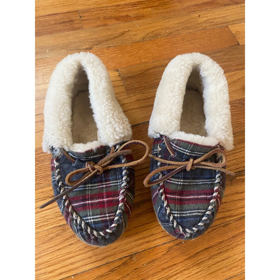 Mocasines a cuadros LL Bean para mujer Wicked Good con piel de oveja genuina talla 5 Foto 1 de 4
