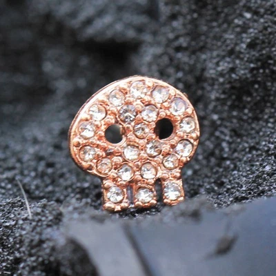 Rose Gold Plated Gleaming Skull Cartilage Earring - Image 1 of 3
