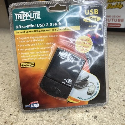 TRIPP-LITE Ultra-Mini 4 Port USB 2.0 Hub Extender With 4 Ft Extension Cable NEW  - Image 1 of 4
