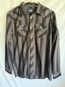 Wrangler Women’s Pearl Snap Shirt Size XXL (18-20) Black Gray Plaid Western - Picture 1 of 4