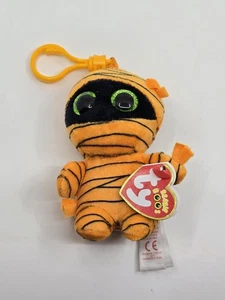 TY Beanie Baby Boos Orange Mummy MASK Backpack Clip Halloween Plush NEW - Picture 1 of 3