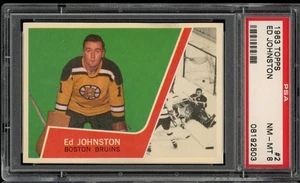 1963 Topps Hockey Ed Johnston Rookie #2 PSA 8 NM/MT Bruins  - Picture 1 of 2