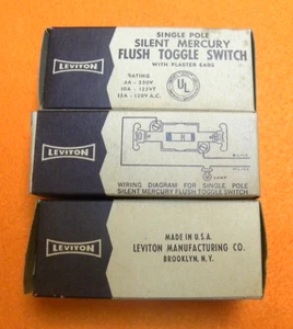 3 Leviton Single Pole Silent Mercury Flush Toggle Switches, Brown No.5551 - Picture 1 of 4