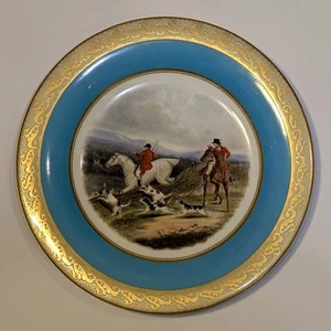 Plato pintado a mano Kerr Binns Royal Worcester, escena de caza - Imagen 1 de 8