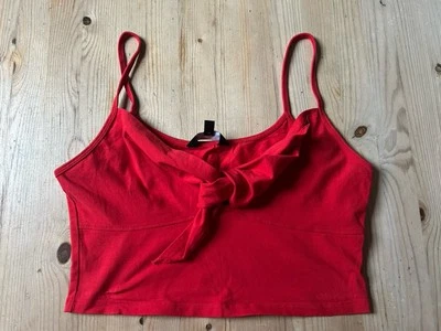 Lovely Red Ladies Crop Vest Top/Size 14/New Look/Cotton/Tie Front/Cropped - Image 1 of 4