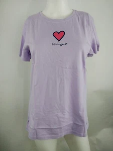 Life is Good Women Short Sleeve Crusher Tee Heart Purple Medium 77820 - Picture 1 of 10
