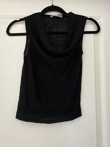 Schwarzes Damen-Tanktop Alice & Olivia Wasserfallausschnitt Größe XS - Bild 1 von 3