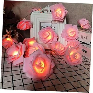 LED Rose Flower String Lights, 14.7 ft Flower Fairy String Light 30 LED Pink - Picture 1 of 7