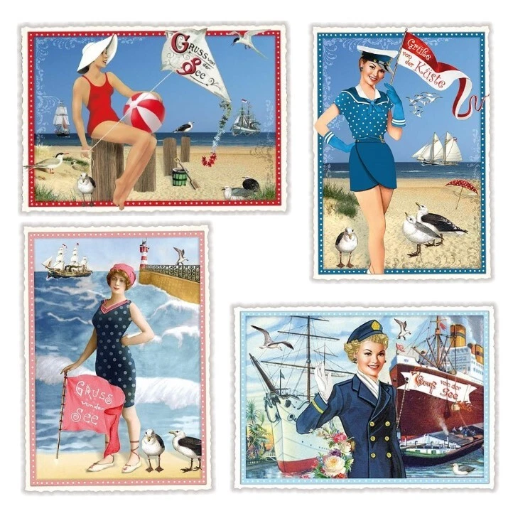 EDITION BEAUTIFUL * postcard * glitter * beach mermaids * greeting from the coast & lake * A6 - Image 1 of 1