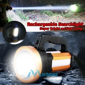 Super Bright LED Searchlight Rechargeable Emergency Spotlight w/Side Lamp 3-Gear - Picture 1 of 18