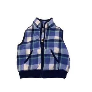 Carters Jungen Mädchen blau kariert Fleece Weste 6M - Bild 1 von 2