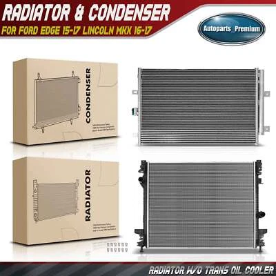 2x Kit de refrigeración de radiador y condensador de CA para Ford Edge 15-17 Lincoln MKX 2016 2017 Foto 1 de 4
