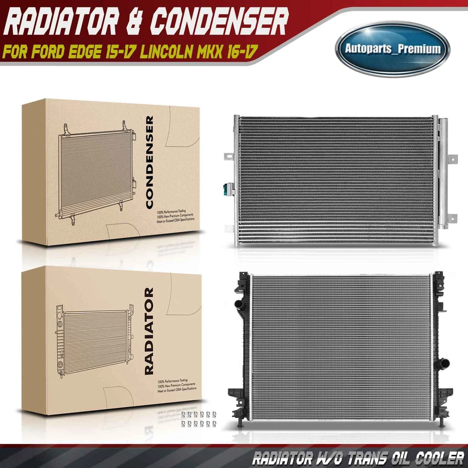 2x Kit de refrigeración de radiador y condensador de CA para Ford Edge 15-17 Lincoln MKX 2016 2017 Foto 1 de 4