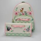 NWT Loungefly Disney Bambi Spring Time Gingham Mini Backpack & Wallet