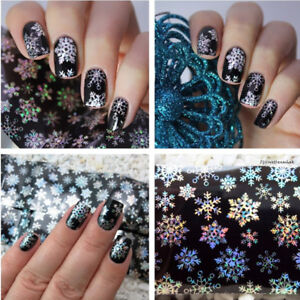 Christmas Snowflake Iridescent Nail Art Foils Roll Wraps Stickers Paper