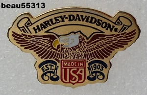 ⭐ HARLEY DAVIDSON "EAGLE" MOTORCYCLE SOLID BRASS MADE IN USA VEST PIN - Picture 1 of 1