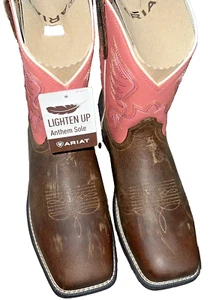 Nuevo Nuevo Nuevo en Caja Para Mujer Ariat Anthem Shortie Myra/Honeybee/Coral Cósmico Puntera Cuadrada Botas - Imagen 1 de 16