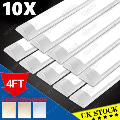 10PACK 4FT LED Strip Lights Batten Tube Office Shop Garage Ceiling Lamp Dimmable - Image 1 of 4