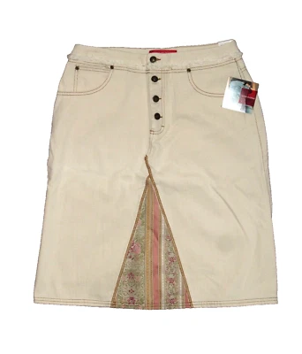 NUEVO CON ETIQUETAS Falda Gloria Vanderbilt Única Botón Mosca Talla 12 Color Natural Vintage Foto 1 de 4