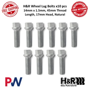 H&R Wheel Lug Bolts 10 pcs 14 X 1.5 Thread Length 45 mm Type Tapered Head 17 mm - Picture 1 of 16