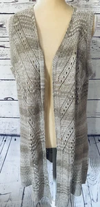 Women’s 1X Shrug 99 Jane Street Sleeveless Tan Beige Open Front Soft Knit Light - Picture 1 of 10