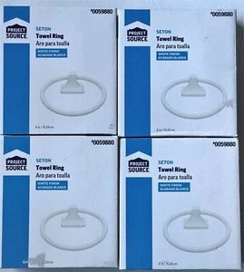 PROJECT SOURSE Seton 6 in Towel Ring - Lot of 4 - White Finish 0059880 - NEW - Picture 1 of 3