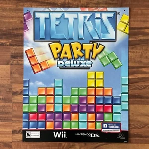 Letrero de exhibición de tienda de videojuegos TETRIS PARTY DELUXE 2010 NINTENDO 22x28 anuncio promocional - Imagen 1 de 5