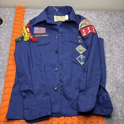 Boy Scouts BSA Uniform Official Youth Shirt Large Long Sleeve Button Blue - Image 1 of 4