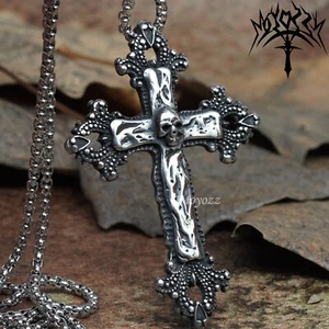 Collar de joyería cristiana religiosa cráneo gótico crucifijo cruz colgantes regalo - Imagen 1 de 7