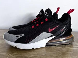 Nike Air Max 270 Sneakers Black Crimson Red Grey Wht AH8050-015 Men's 9.5 Shoes - Picture 1 of 9
