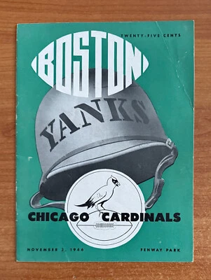vintage 1946 NFL CHICAGO CARDINALS @ BOSTON YANKS FOOTBALL PROGRAM - NOV 3 - Image 1 of 2