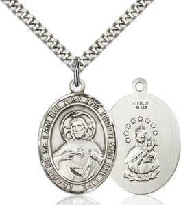 Sterling Silver Catholic Scapular Medal, 1 Inch - Picture 1 of 1