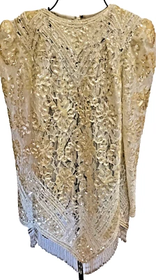 Top de lentejuelas con cuentas doradas y crema de colección Foto 1 de 4