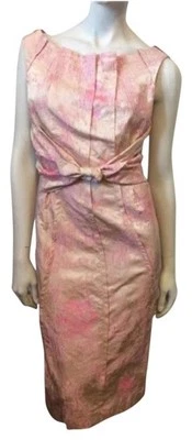 NEW WITHOUT TAGS RICHARD CHAI TIE FRONT PINK WATERCOLOR DRESS SIZE 2 - Image 1 of 3