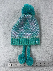 The North Face Beanie Toque Youth Girls Medium Blue Purple 100% Acrylic Pom - Picture 1 of 10