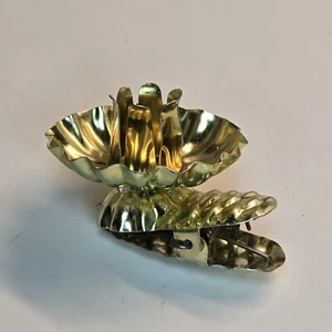 Vintage Christmas Fluted Candle Clips Germany Gold Tone Set Of 6 - Picture 1 of 8