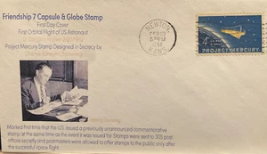 US Space FDC 1962 NEWTON, KANS Project Mercury 1ST DAY Charles Chickering Cachet - Picture 1 of 4