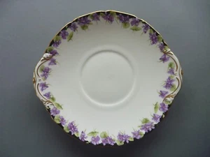Royal Doulton Violets Cake Plate - Eared Sandwich, Bread & Butter - Black Trim - Picture 1 of 5