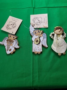 2 VTG St Andrews Priory Handmade XMAS Angel ornaments W/tag 1 Obertin Stoneware - Picture 1 of 16