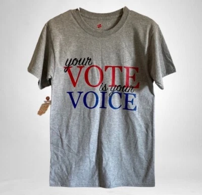 CUSTOM GREY YOUR VOTE YOUR VOICE SHORT SLEEVE T SHIRT  - Image 1 of 4