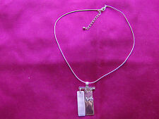 Pendant Necklace Modern, Statement, Silver Tone and Pink Detail, Snake Chain, UK