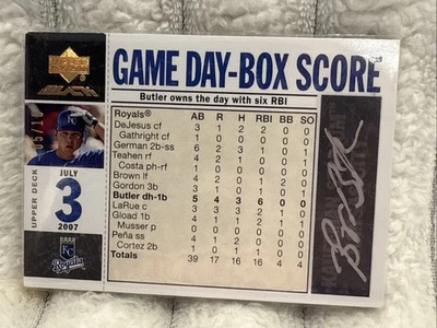Billy Butler Auto 5/10 2007 Upper Deck Black Game-Day Box Score #GDB-BB Royals Foto 1 de 2